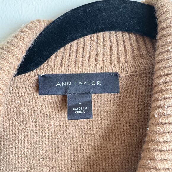 Ann Taylor Camel Tan Multimedia Suede + Knit Collared Moto Jacket Large - Picture 6 of 11
